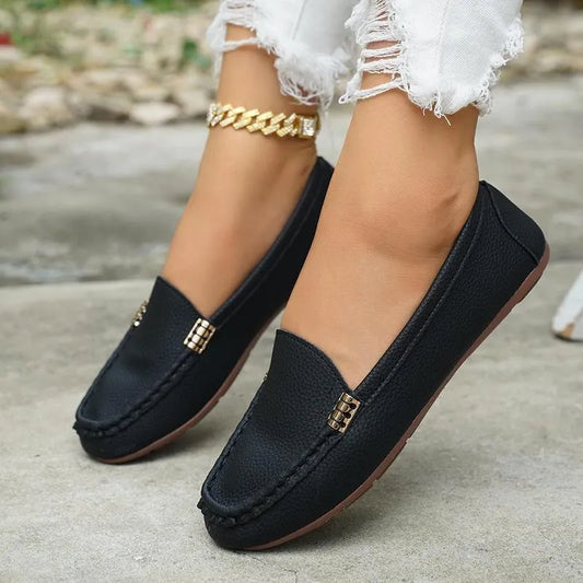 Mocassins Plats Confort avec Chaîne Métallique pour Femme