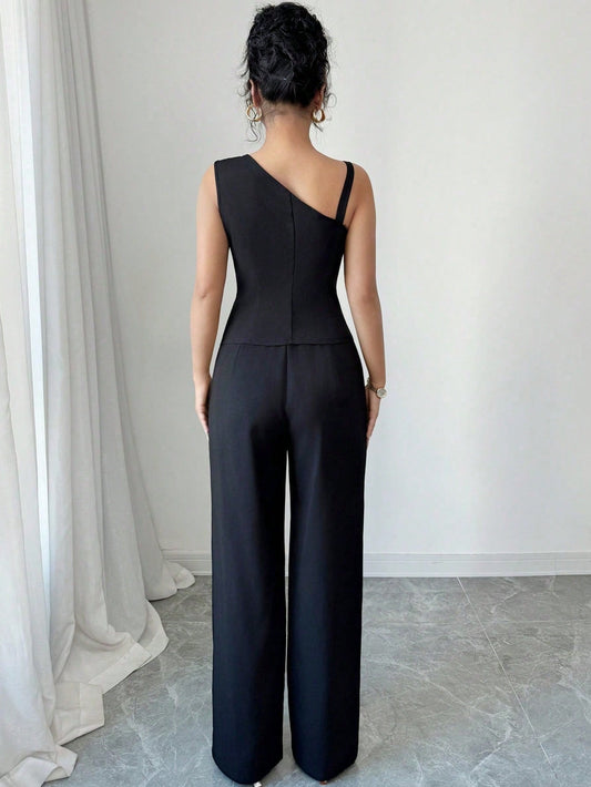 Ensemble Gilet Sans Manches Et Pantalon Droit