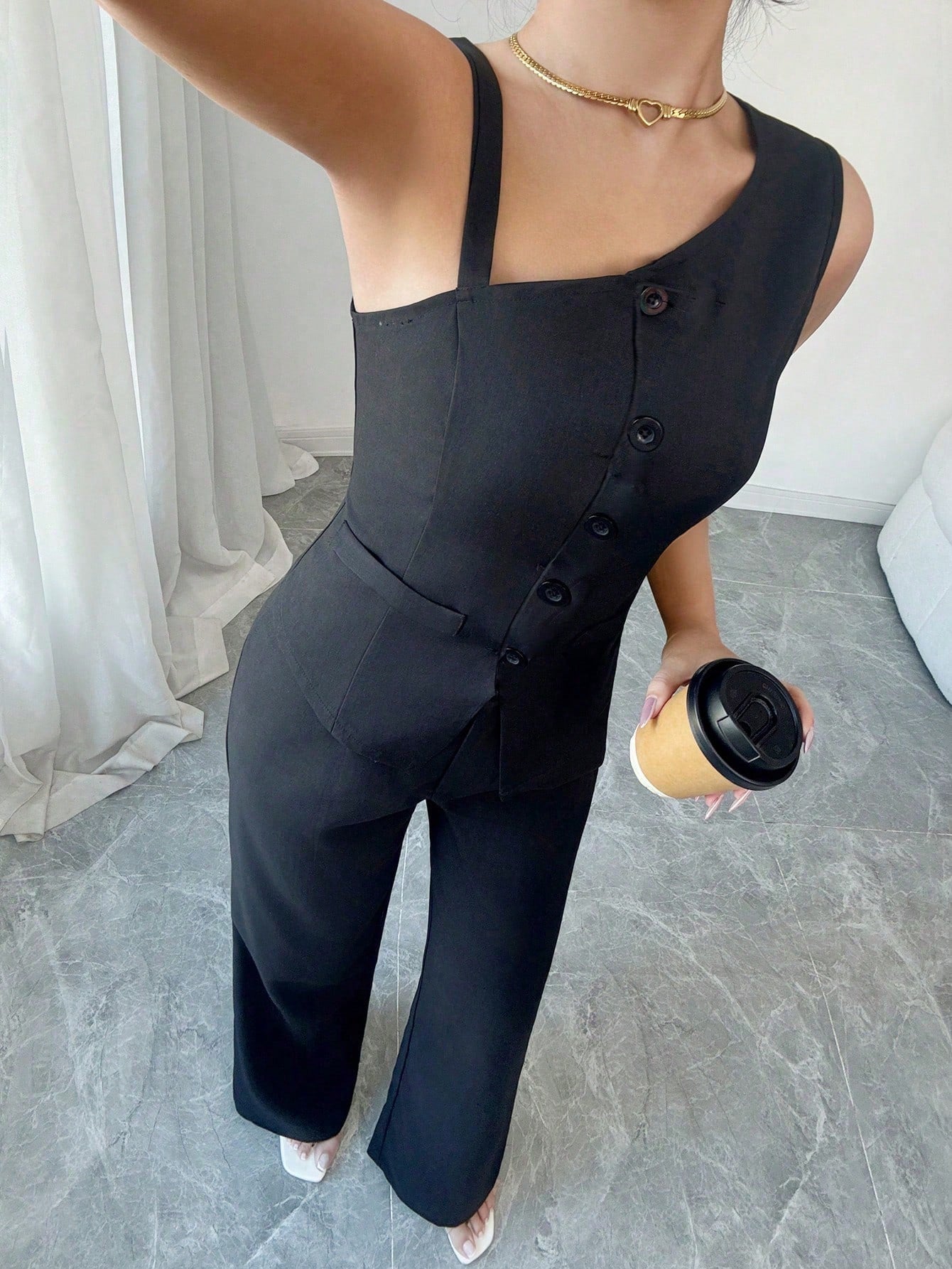 Ensemble Gilet Sans Manches Et Pantalon Droit
