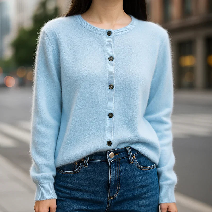 Gilet en maille légère pour femme, effet vison-like et effet cachemire-like, à boutons