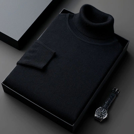 Pull col roulé chaud doublé polaire pour homme