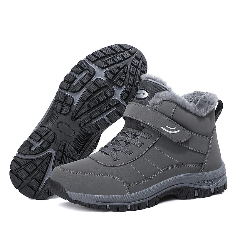 Bottes d'hiver imperméables doublées en polaire pour hommes, coupe large