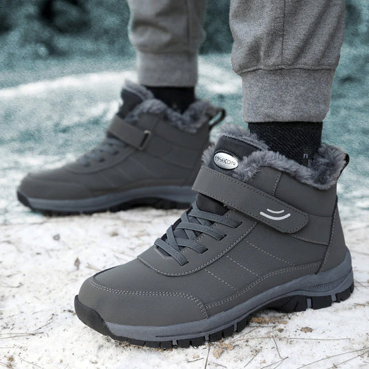 Bottes d'hiver imperméables doublées en polaire pour hommes, coupe large