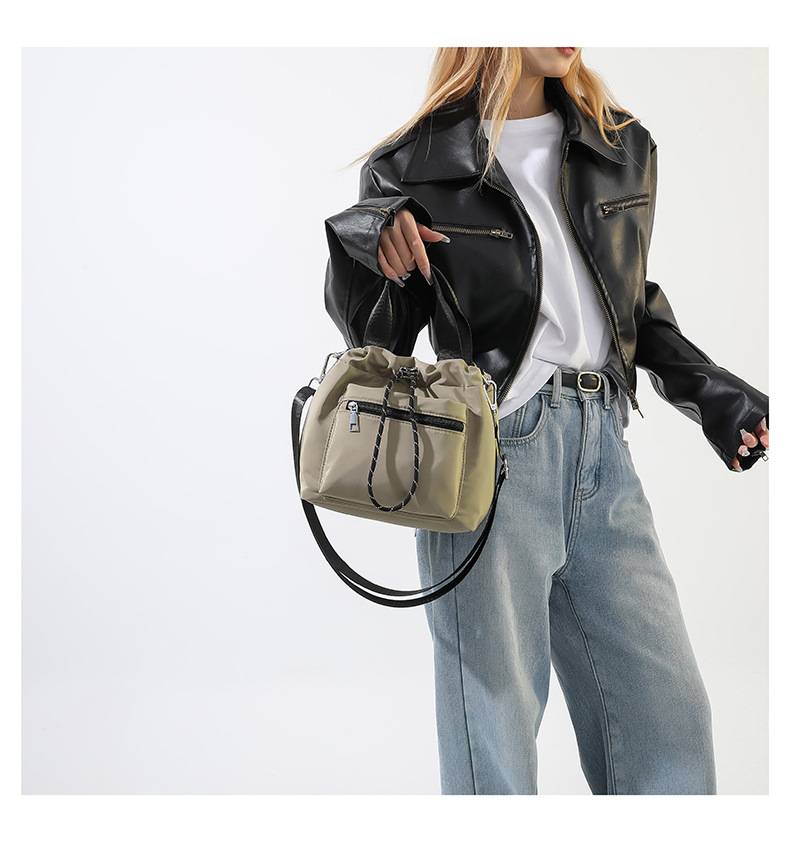 Sac seau bandoulière en nylon à cordon pour femme