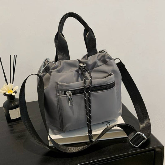 Sac seau bandoulière en nylon à cordon pour femme