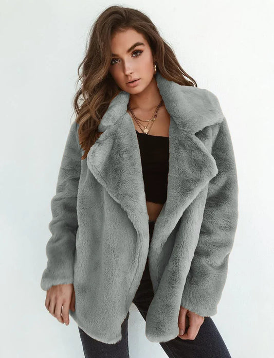 Veste polaire doublée en laine pelucheuse pour femme