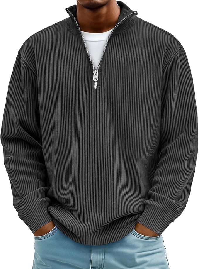 Pull à manches longues et demi-zip pour homme