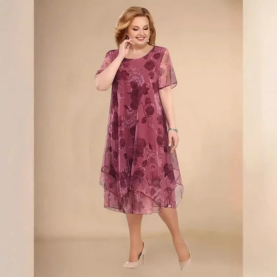 Robe asymétrique à volants en mousseline à fleurs pour femme
