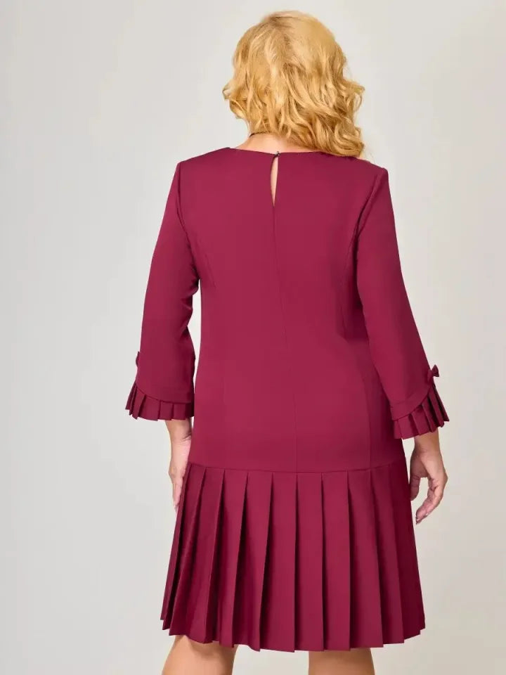 Robe plissée intemporelle unie pour femme