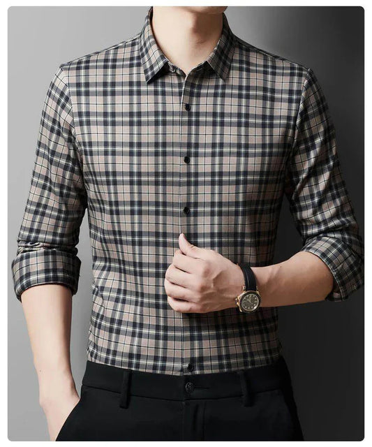 Chemise décontractée à motif quadrillé texturé pour homme