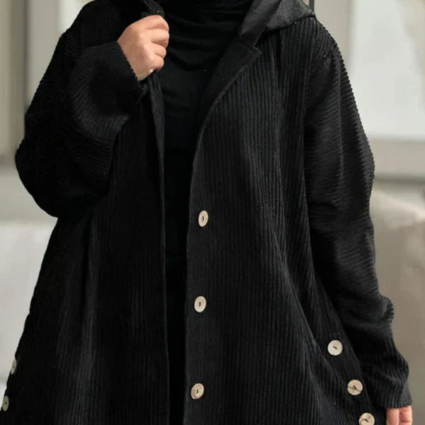 Manteau épais décontracté de couleur unie avec capuche et fermeture boutonnée