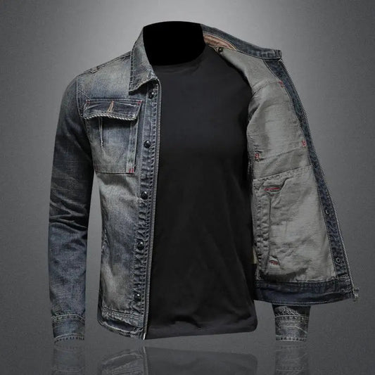 Veste en jean classique zippée pour homme