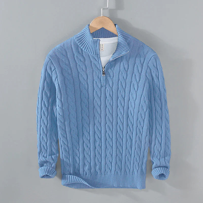 Pull en maille à col zippé pour homme