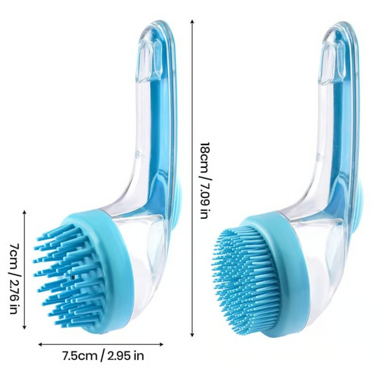 Brosse de bain pour animaux avec distributeur de shampoing et poils de massage doux