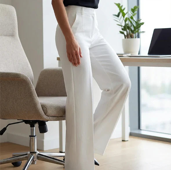 Pantalon Femme Taille Haute à Coupe Droite Tailleur