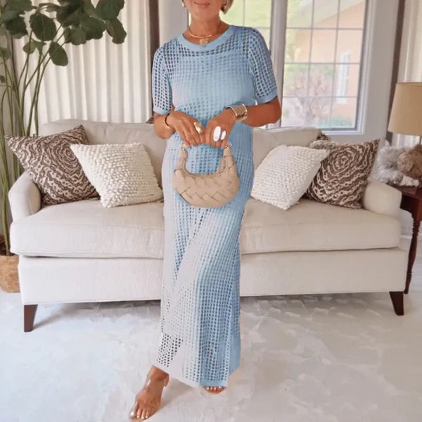 Ensemble robe nuisette et superposition en dentelle au crochet pour femme