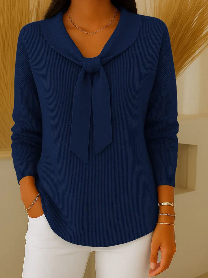 Pull uni à manches longues avec liens pour femme