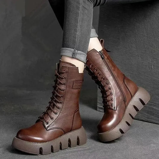 Bottes montantes zippées en polaire pour femmes