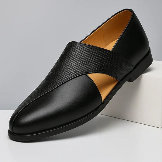 Mocassins à Brides Croisées en Effet Cuir pour Hommes
