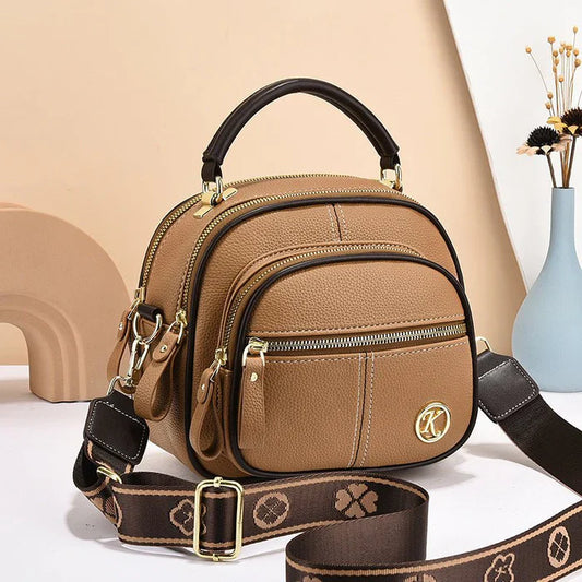 Sac Bandoulière Femme Classique en Similicuir PU à Compartiments Multiples