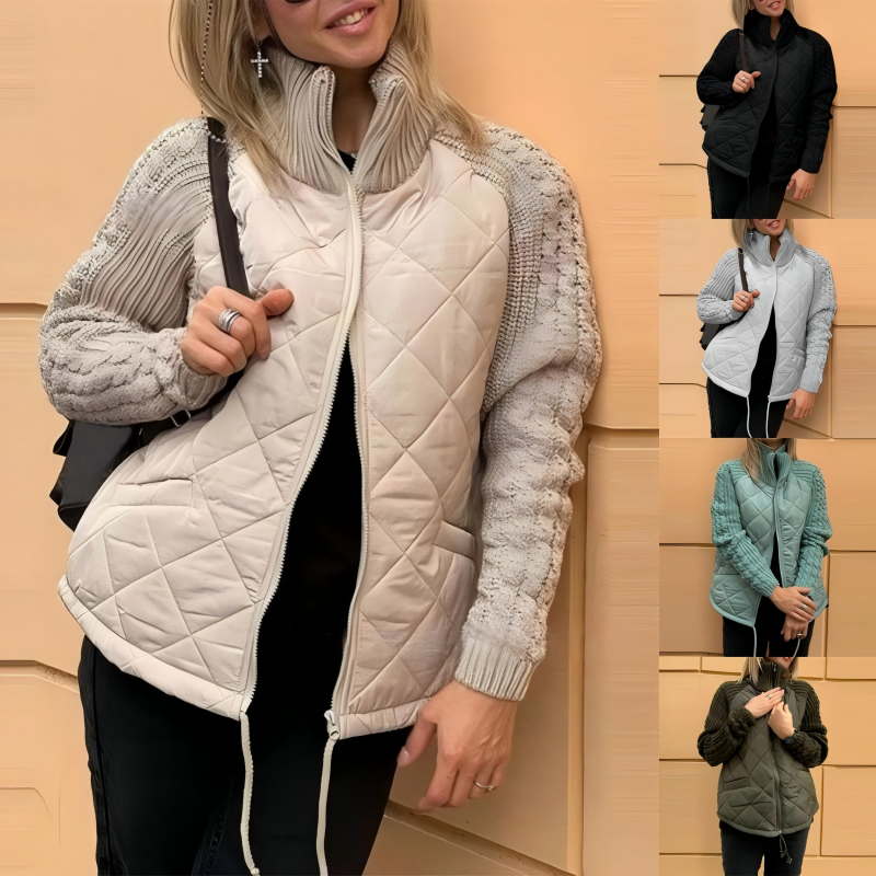 Veste patchwork à manches tricotées