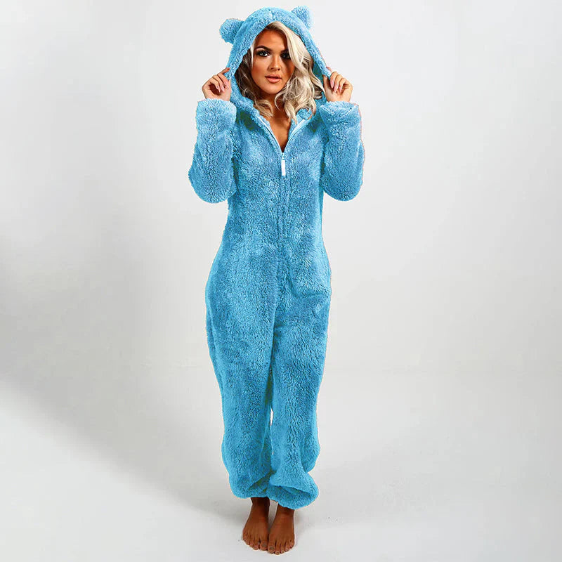 Combinaison pyjama à capuche en peluche