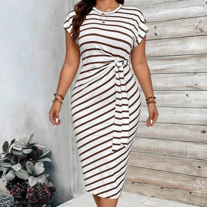 Robe longue Seralina à taille nouée et blocs de couleurs pour femme
