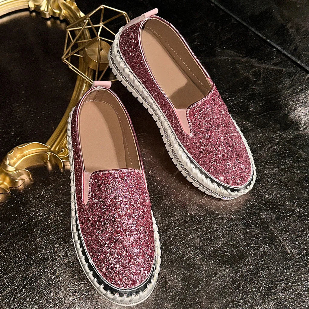 Chaussures confortables à enfiler à paillettes pour femmes