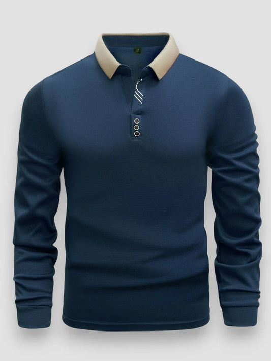 Polo texturé à manches longues pour homme