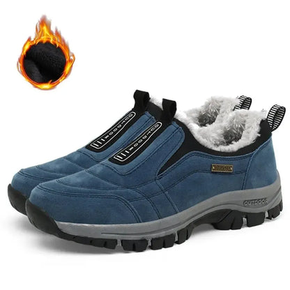 Chaussures de Marche d’Hiver Confort à Soutien Ergonomique pour Hommes, Doublées en Polaire et Faciles à Enfiler