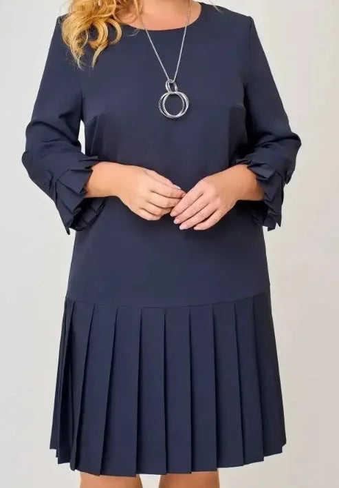 Robe plissée intemporelle unie pour femme