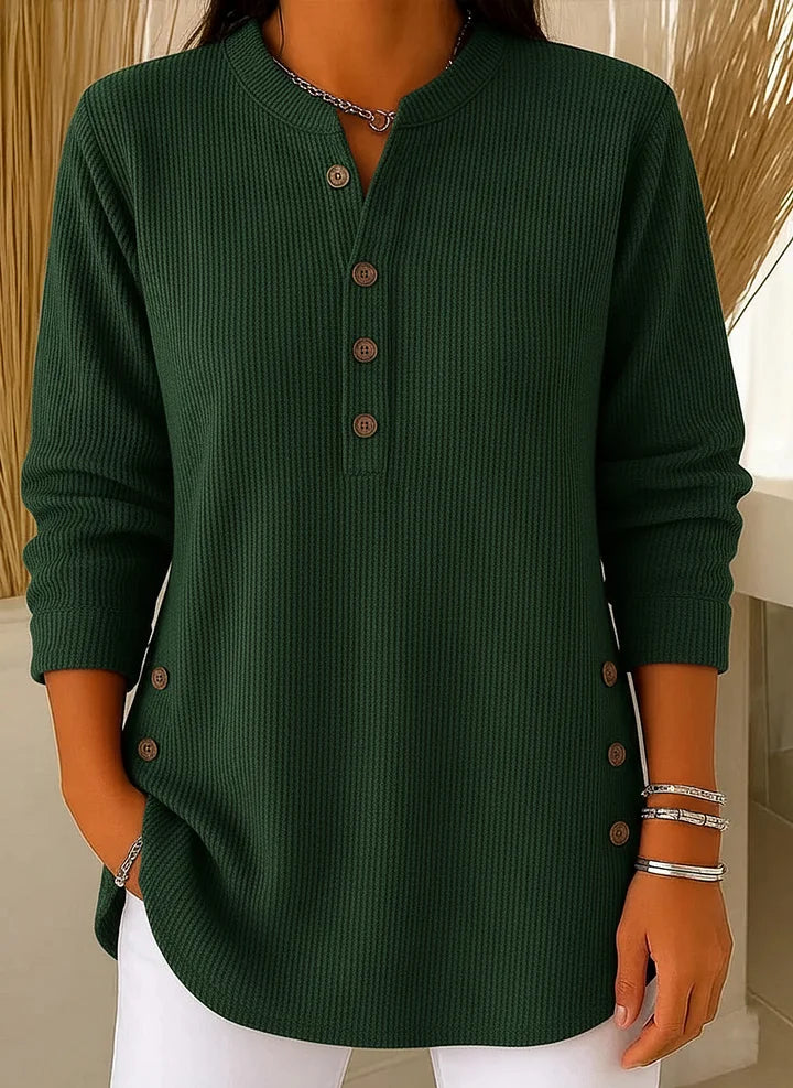 Pull décontracté en maille à manches longues et col rond, couleur unie, pour femme
