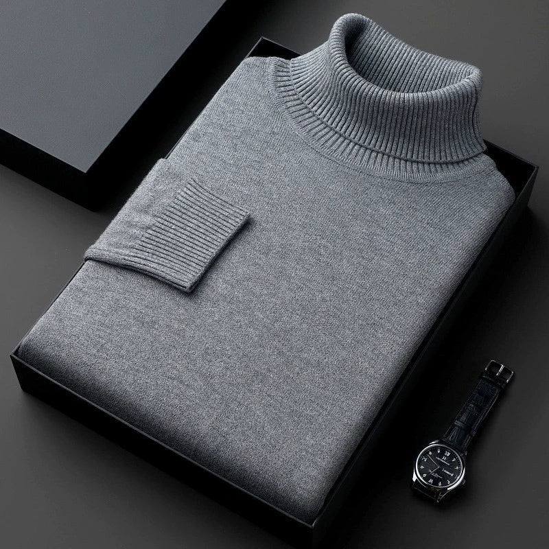 Pull col roulé chaud doublé polaire pour homme