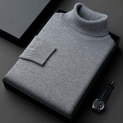 Pull col roulé chaud doublé polaire pour homme
