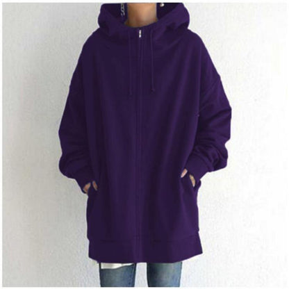 Pull à capuche zippé automne/hiver pour femme