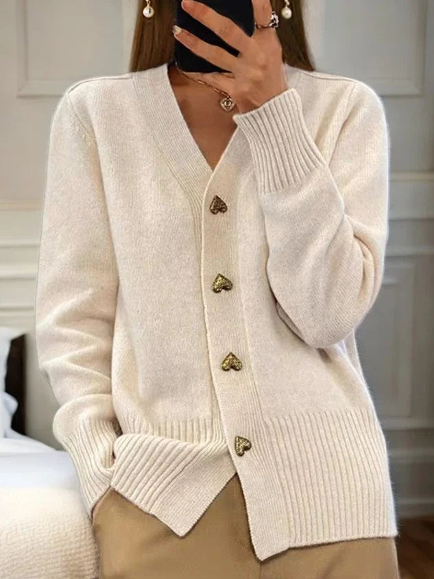 🔥Vêtements femme automne/hiver, couleur unie, cardigan en laine à boutons 🔥