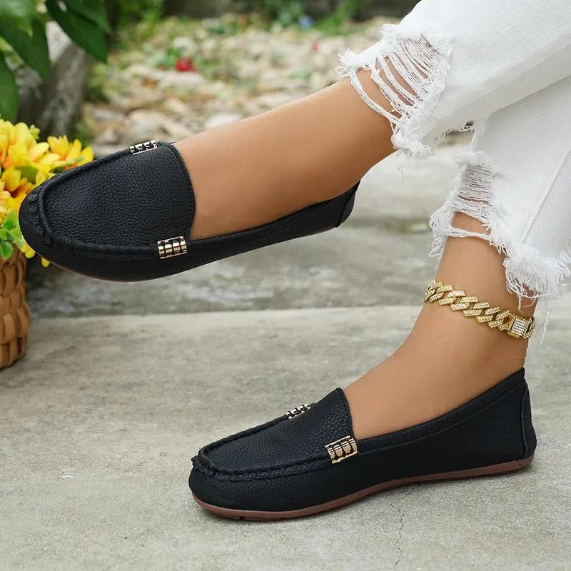 Mocassins Plats Confort avec Chaîne Métallique pour Femme