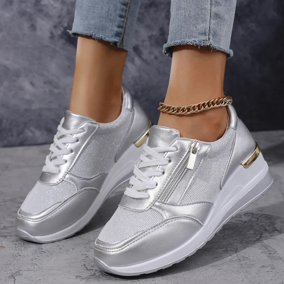 Nouvelles baskets à lacets et fermeture éclair latérale pour femmes