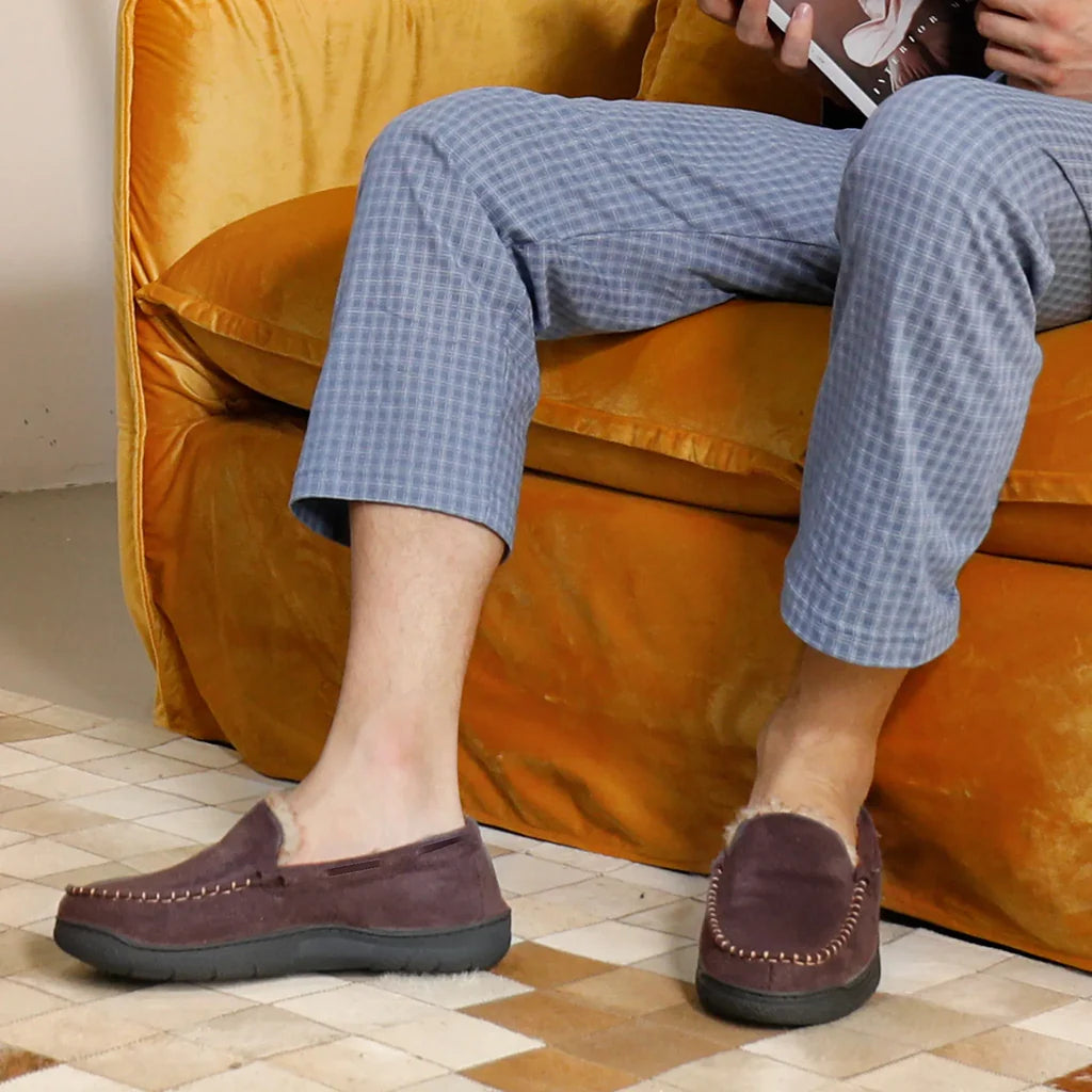 Mocassins d'hiver chauds pour hommes, doublés en polaire