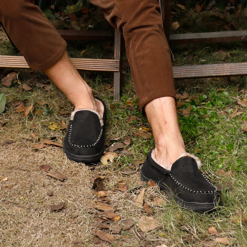 Mocassins d'hiver chauds pour hommes, doublés en polaire