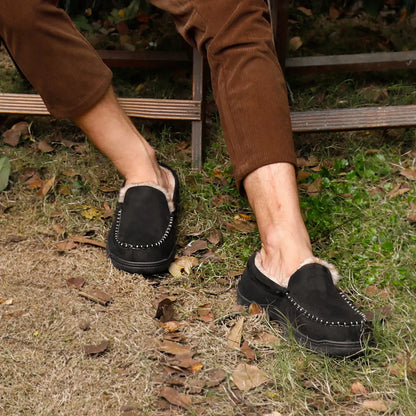 Mocassins d'hiver chauds pour hommes, doublés en polaire