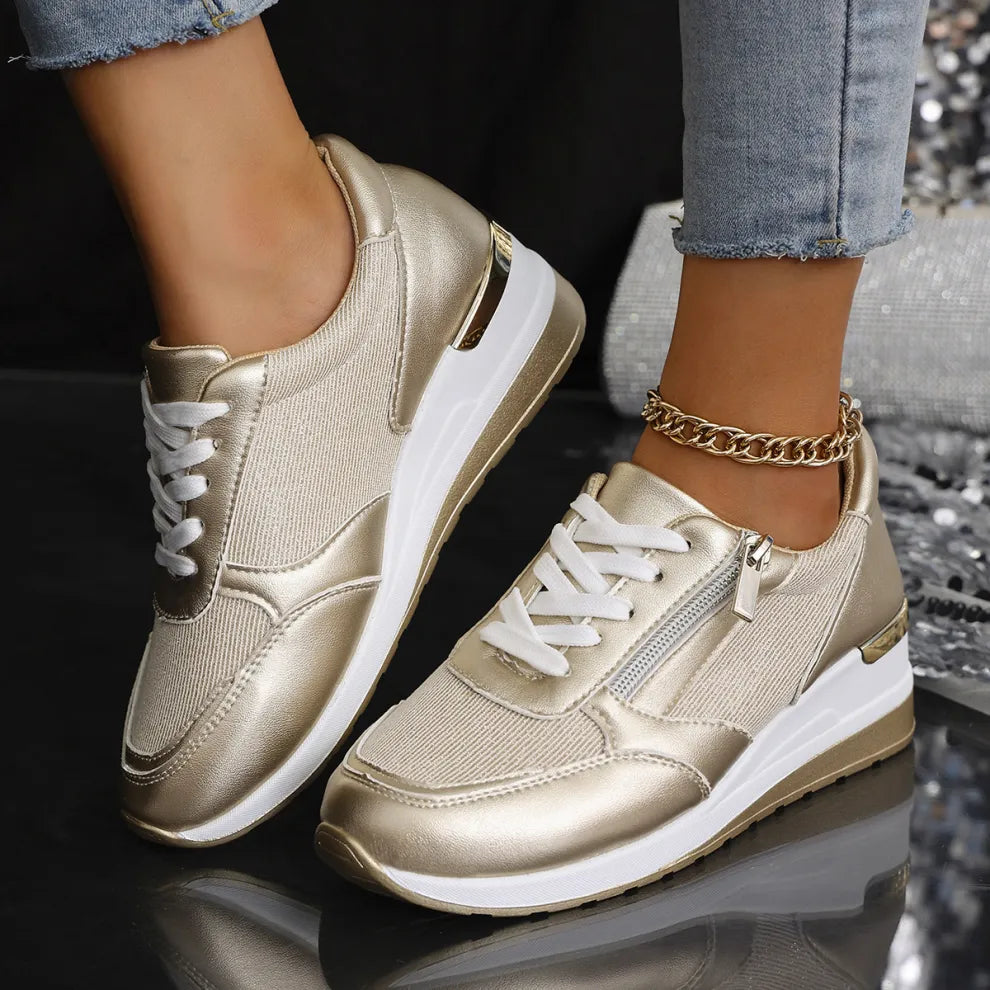 Nouvelles baskets à lacets et fermeture éclair latérale pour femmes