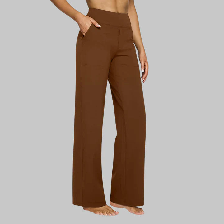 Pantalon large stretch taille haute pour femme