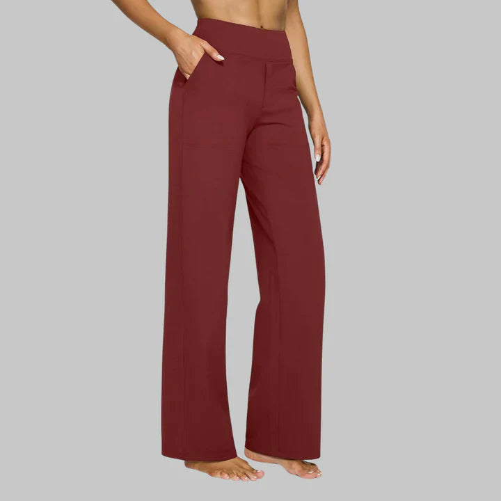 Pantalon large stretch taille haute pour femme