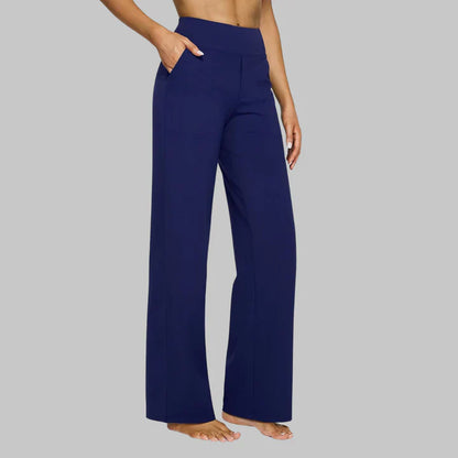 Pantalon large stretch taille haute pour femme