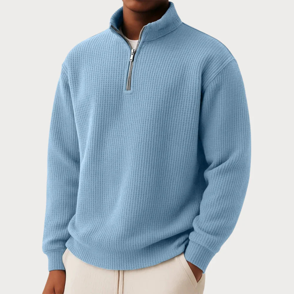 Pull en maille côtelée à demi-zip pour homme