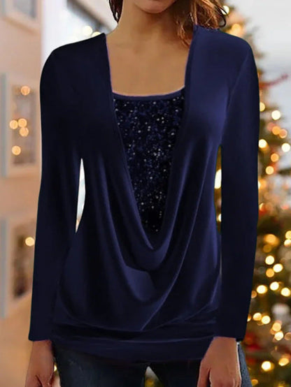 Haut à sequins deux pièces pour femme, coupe ample et à nouer