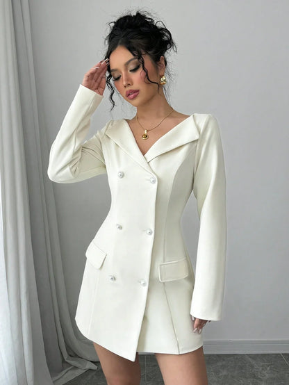 Veste Décontractée À Revers Et Double Boutonnage