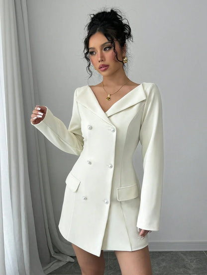 Veste Décontractée À Revers Et Double Boutonnage