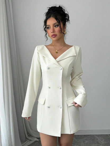 Veste Décontractée À Revers Et Double Boutonnage